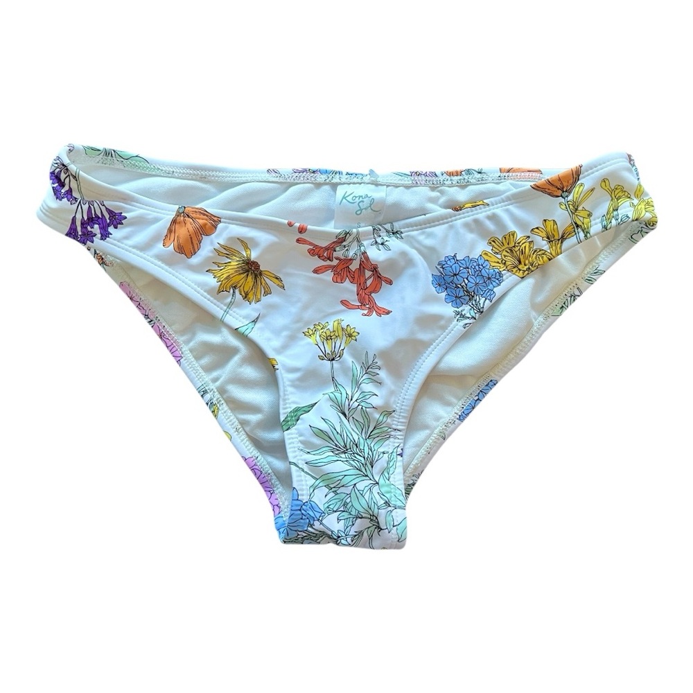 Kona Sol White Floral Bikini Bottom Multicolored Small